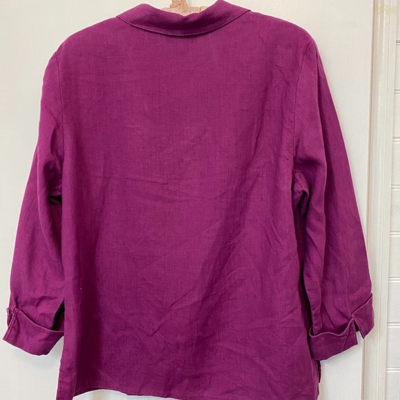 Style & Co. Collection Woman Size 14 Wine/Burgundy 3/4 Sleeve Shirt - Picture 2 of 4